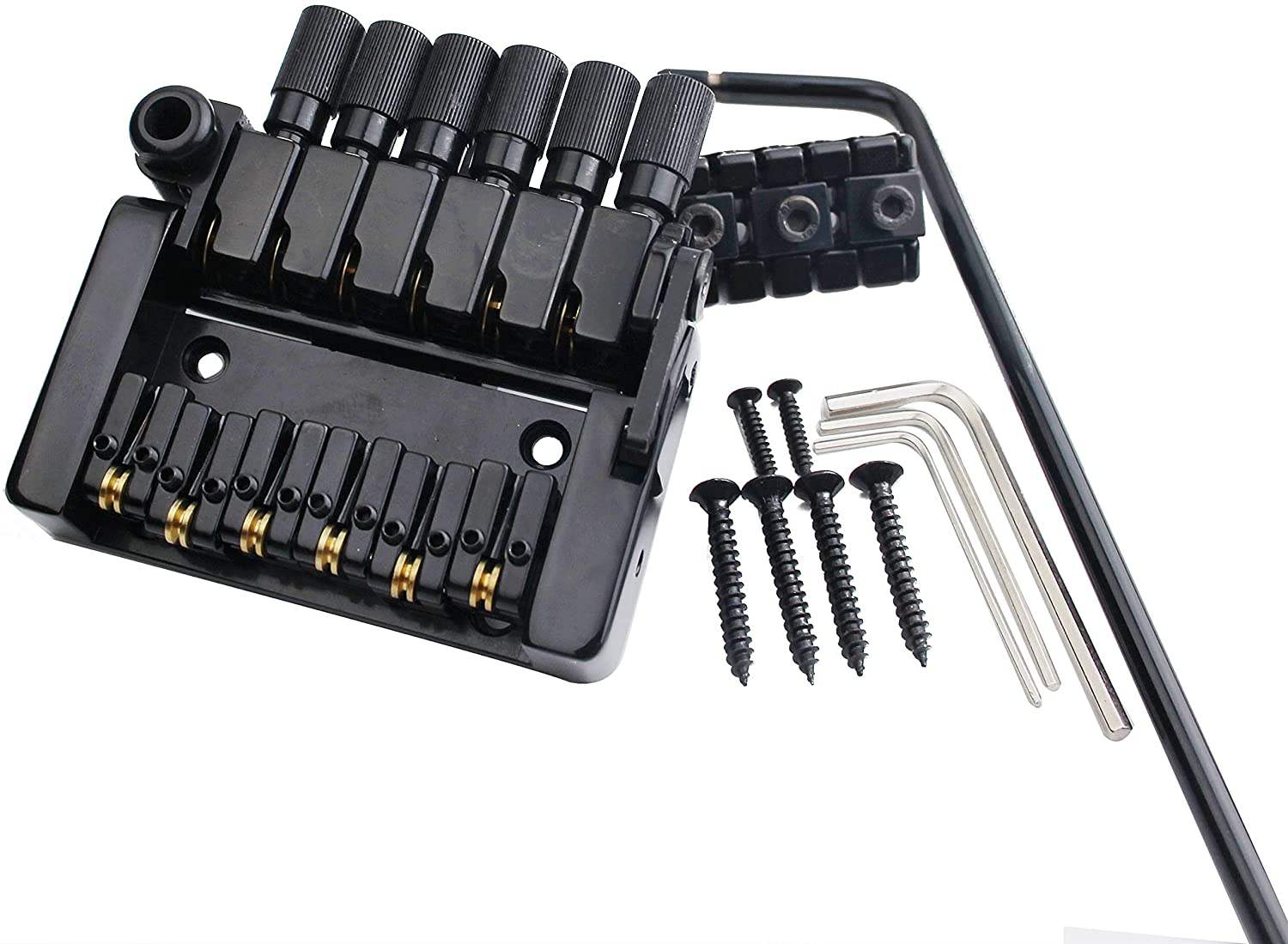 Guyker 6 String Headless Roller Saddle Tremolo Bridge for Headless Guitar Accessories W1003 Black